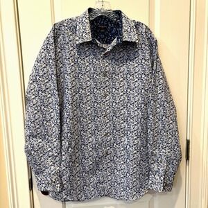 So on Trend!  Van Heusen Flex Fit Mens 17.5 34/35 Slim Shirt Small Floral Crisp